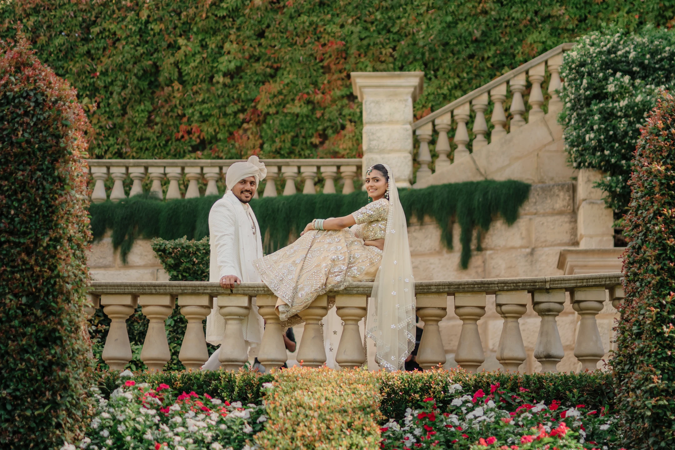 Home 4 Marrygold Weddings #1 Wedding photography and videography in Perth indian bride groom stone balustrade formal garden Marrygold Weddings #1 Wedding photography and videography in Perth