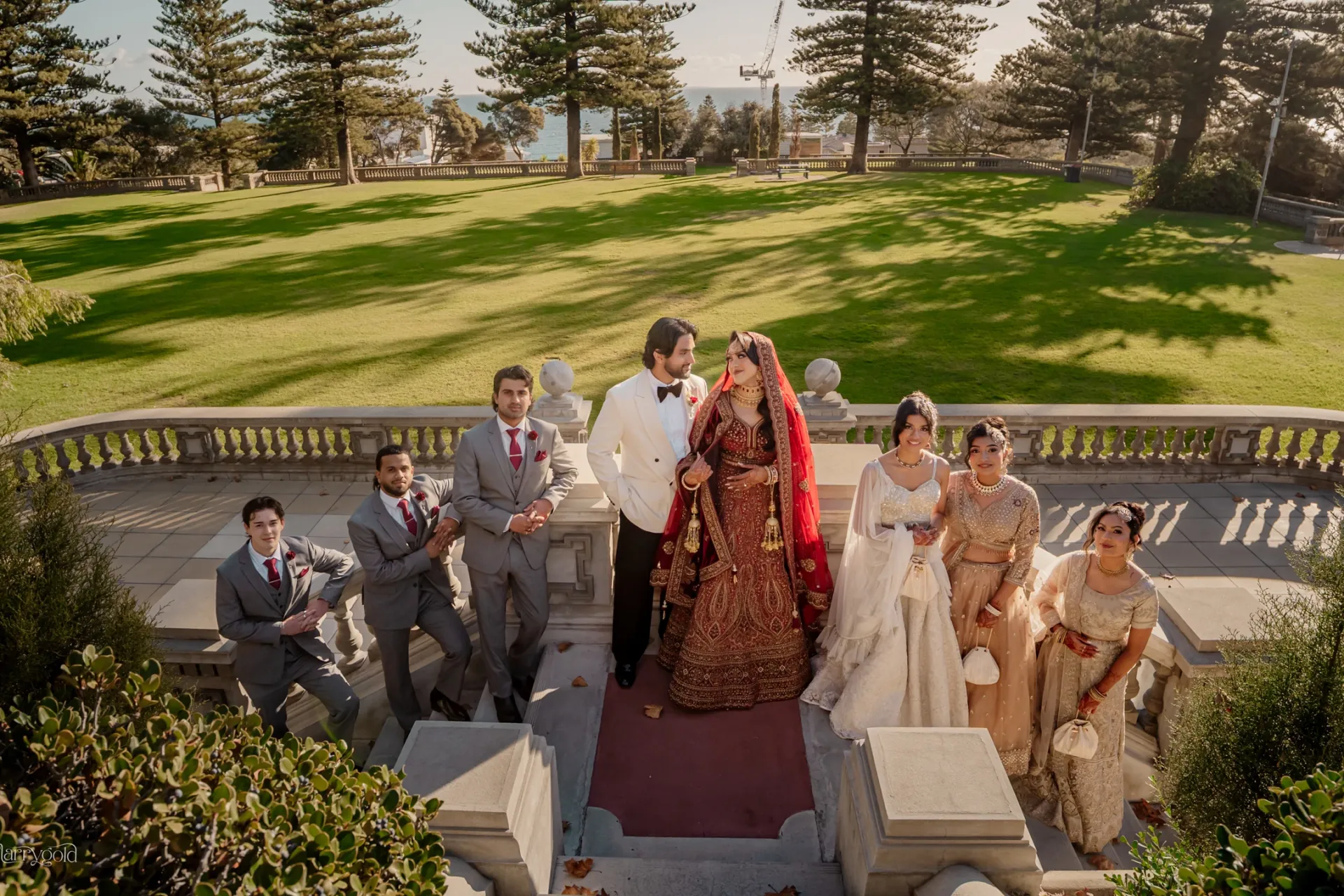 cultural wedding bride groom wedding party terrace overhead view Marrygold Weddings #1 Wedding photography and videography in Perth